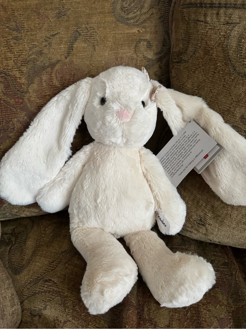 Cream Plush Bunny Stuffed Animal - Soft Cuddly Kids Toy